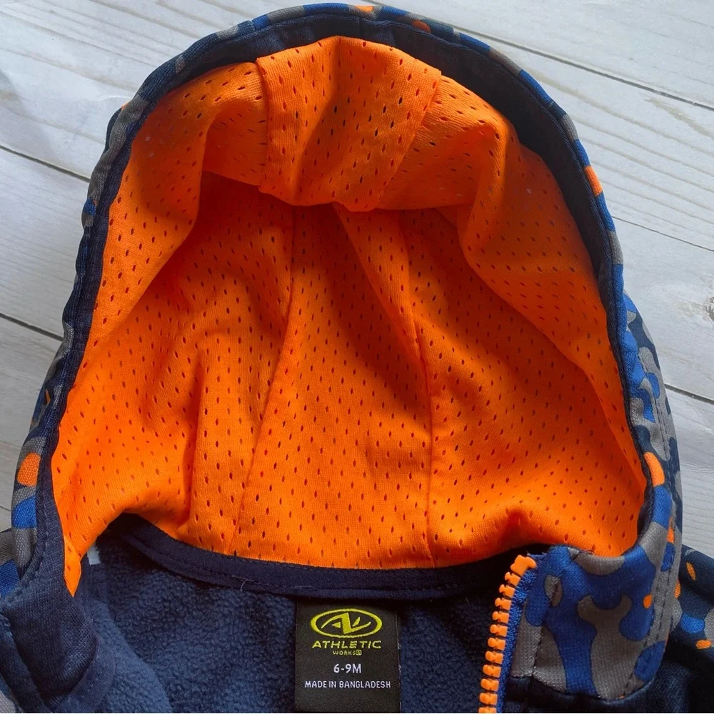 Kids ATHLETIC WORKS Hooded Zip-up Fleece Lined Jacket Size 6-9M